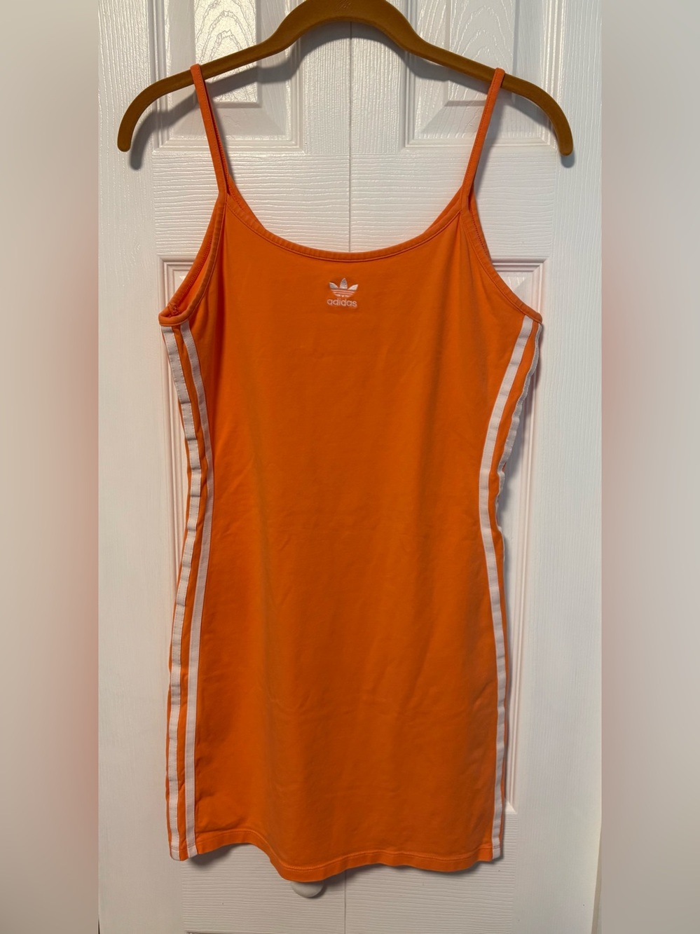 adidas Peach Slim Tank Dress with White Stripes on the Side